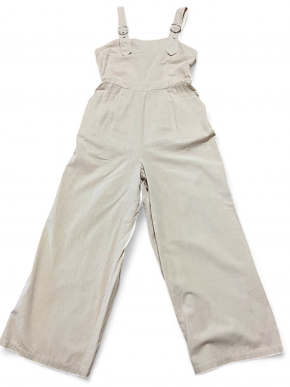 Japna Cotton Linen Wide Leg Jumpsuit, casual, boho-chic, beige, size  M